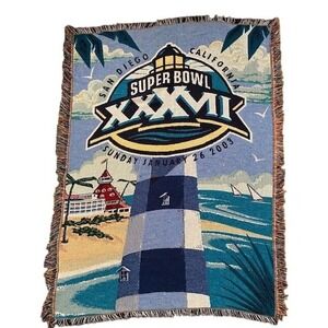 Vintage Super Bowl XXXVII 2003 San Diego Woven Tapestry Throw Blanket Northwest